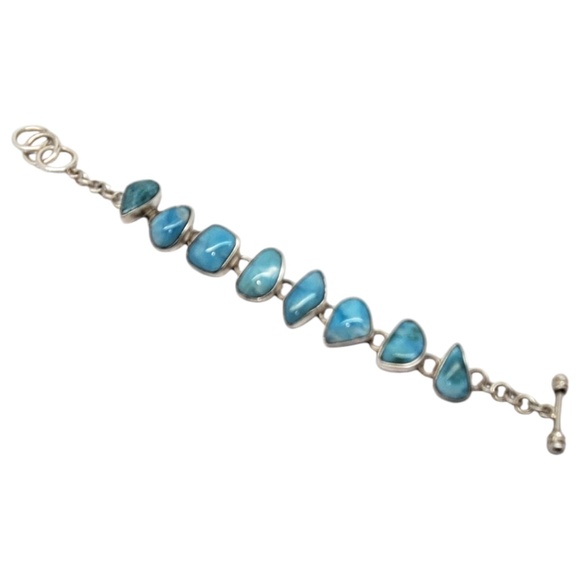 Krystyna's Sterling Silver Larimar Chain Toggle Bracelet # 20247 - Picture 3 of 10